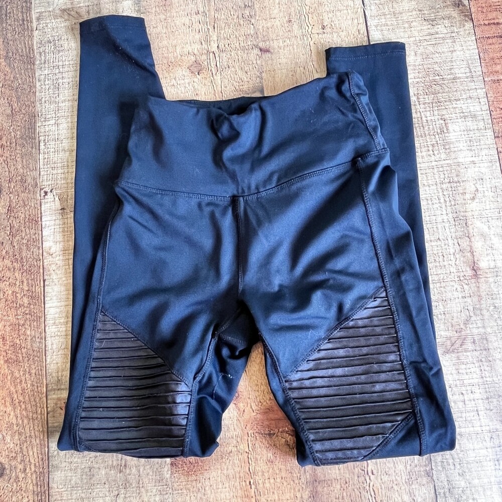 Vina Black Active Moto Leggings Size XS Activewear Minimal Casual